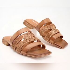 Antelope Leather Slide Sandals - AdalynWomen's Tan Braided Slide Sandals